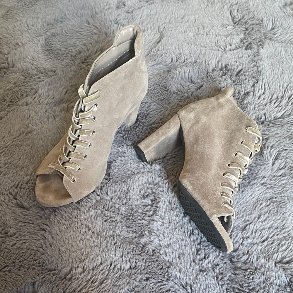 Aerosoles Road Scholar Suede Open Toe Heeled Shootie
